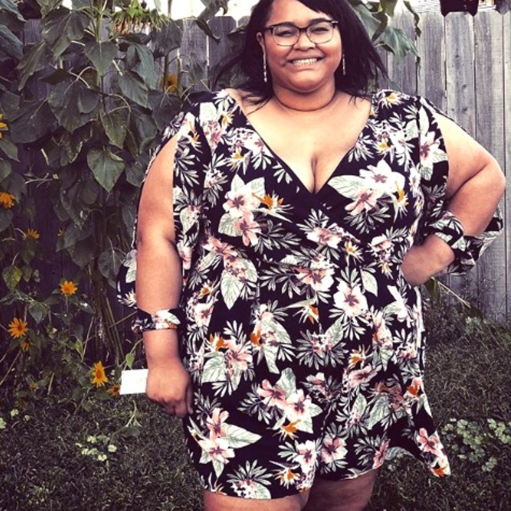 Tropical Floral Romper 3X